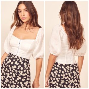 Reformation Romi Linen Top White Size 6